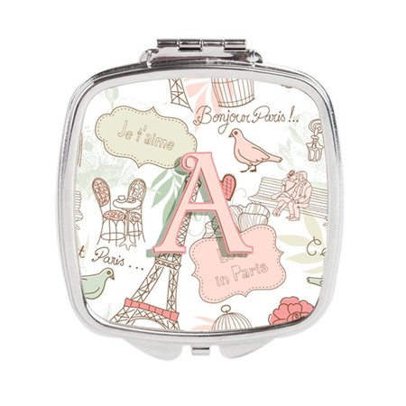 CAROLINES TREASURES Letter a Love in Paris Pink Compact Mirror CJ2002-ASCM